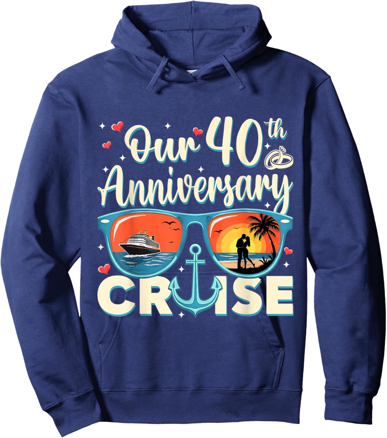 Our 40th Wedding Anniversary Cruise Vacation Couple Matching Hoodie - Hoodie | Navy