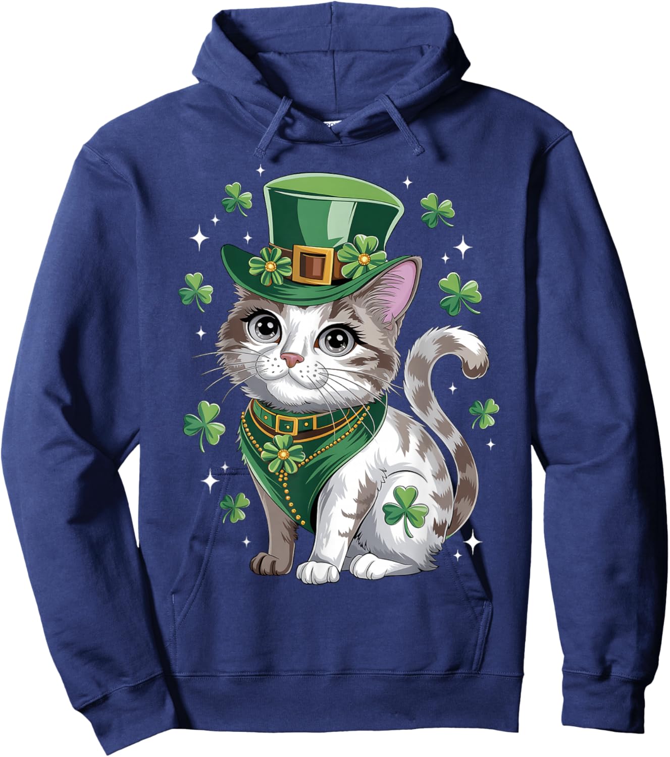 St Patricks Day Cat Leprechaun St Paddys Day St Catricks Day Hoodie - Hoodie | Navy