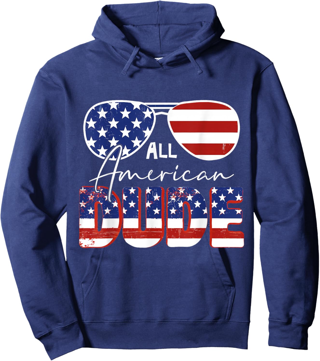 All American Dude 4th of July Patriotic Boys Kids Sunglasses Hoodie - Hoodie | Navy