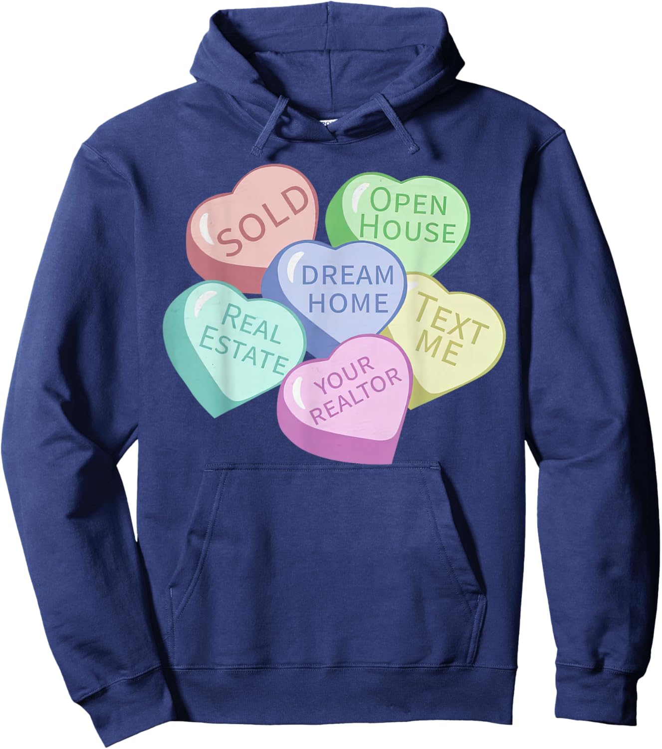 Heart Candy Valentines Realtor Real Estate Agent Investor Hoodie - Hoodie | Navy