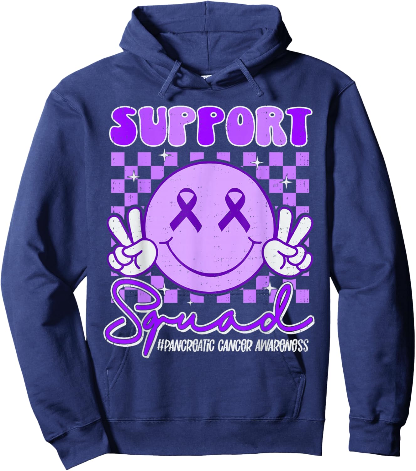 Support Pancreatic Cancer Awareness Ribbon Purple Girl Kids Hoodie - Hoodie | Navy