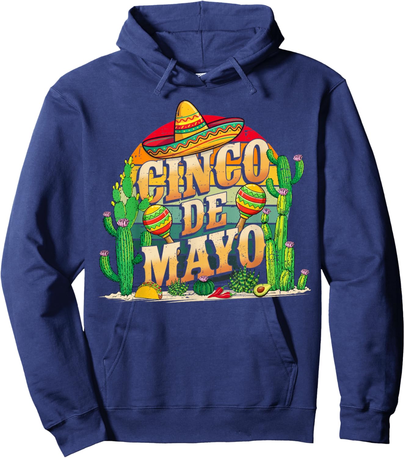 Vintage Cinco De Mayo Shirts Men Women Kids Mexican Party Hoodie - Hoodie | Navy