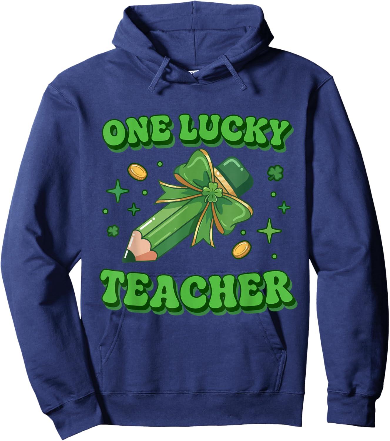 One Lucky Teacher Saint Patty St Patrick’s Day Retro Vintage Hoodie - Hoodie | Navy