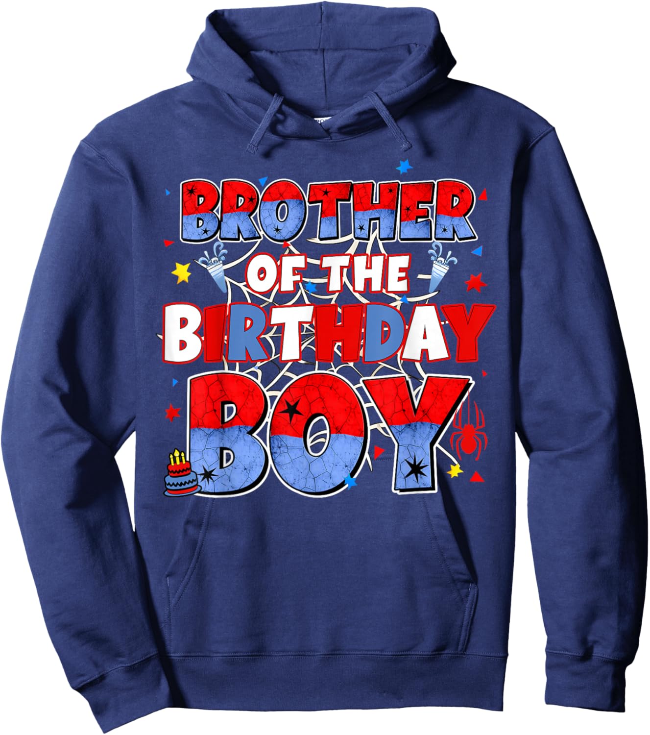 Brother of The Birthday Boy Family Spider Birthday Family Hoodie - Hoodie | Navy