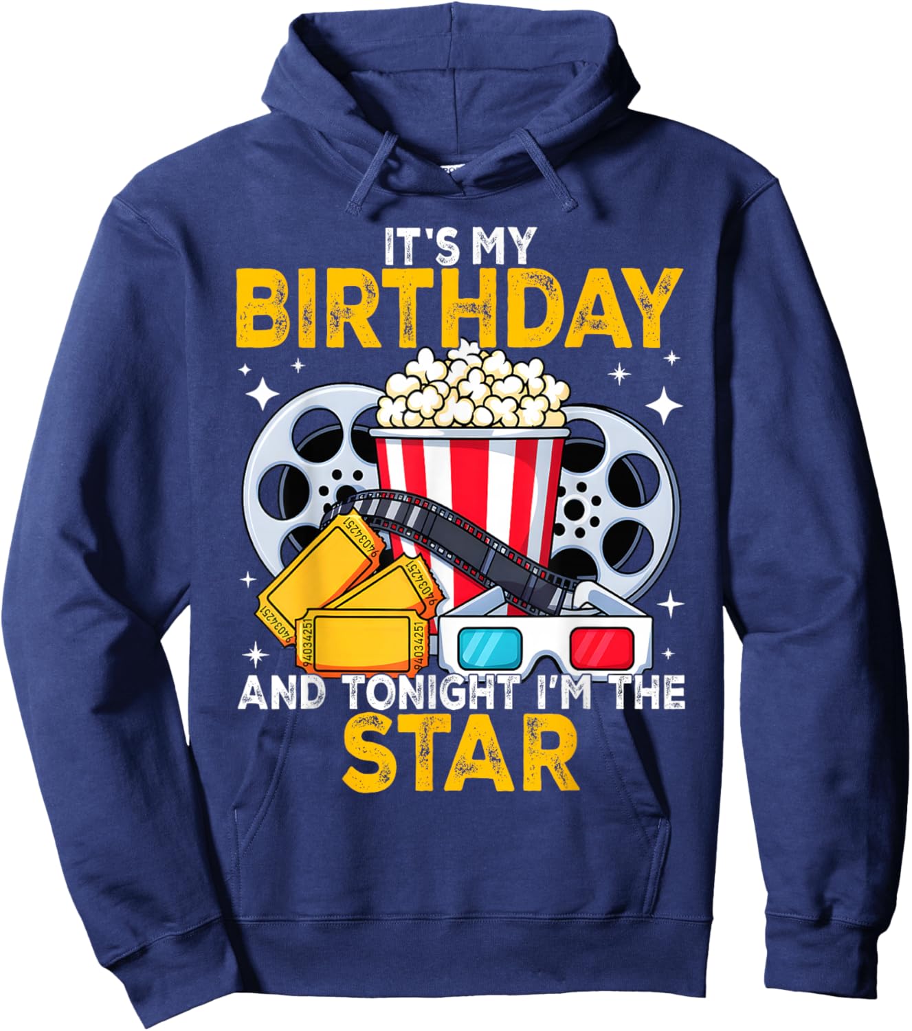 Birthday Party Theme Family Movie Night Boys Girls Hoodie - Hoodie | Navy