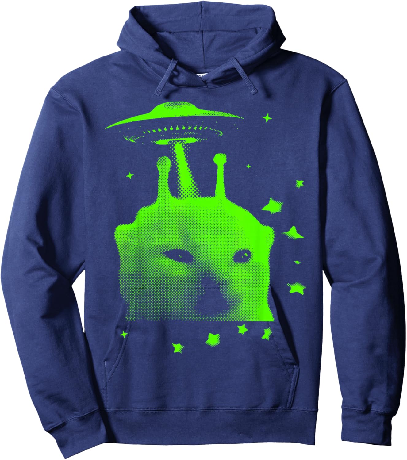Alien Cat Meme UFO Vintage Y2K Funny Silly Cat Hoodie - Hoodie | Navy