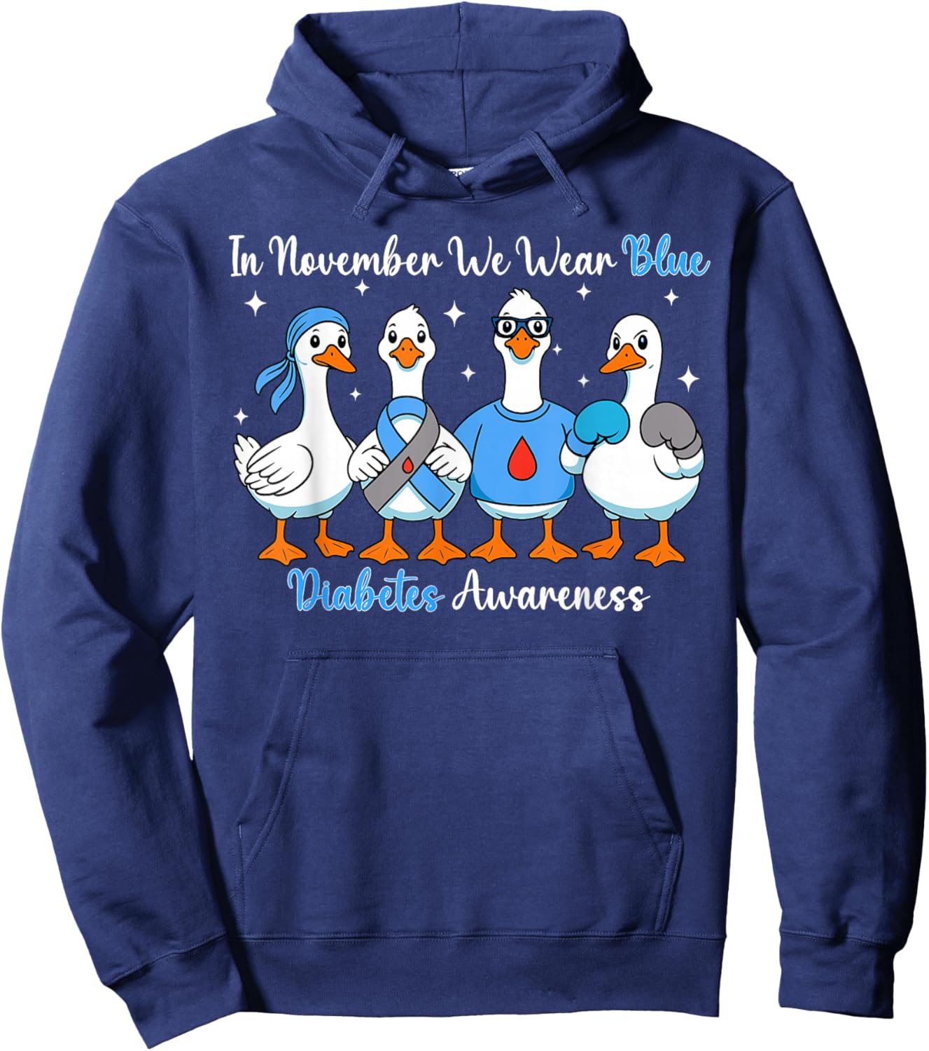 in November We Wear Blue Diabetes Awareness Silly Goose Hoodie - Hoodie | Navy