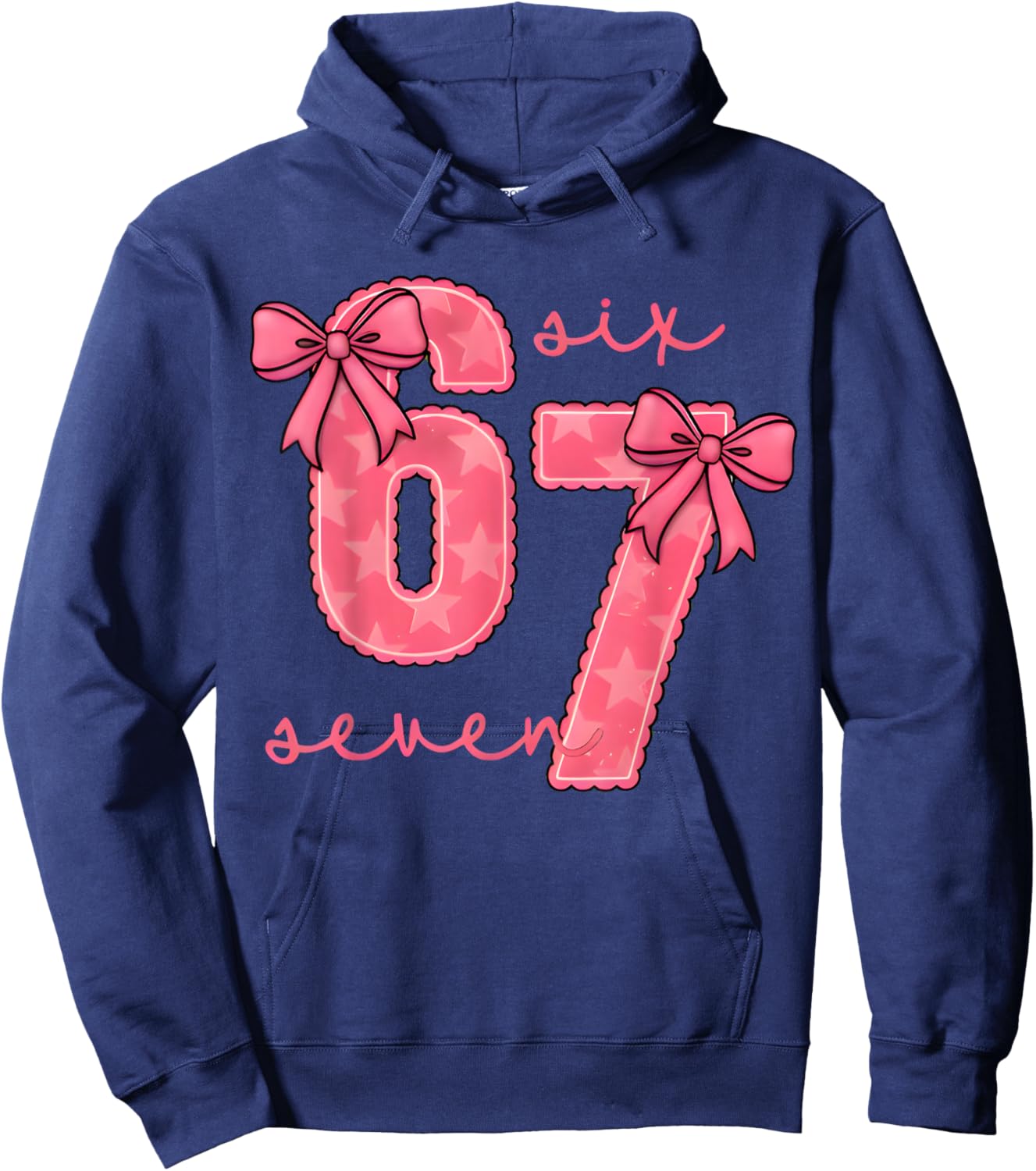 Funny 6 7 Six Seven 67 Meme Valentines Day Hoodie - Hoodie | Navy
