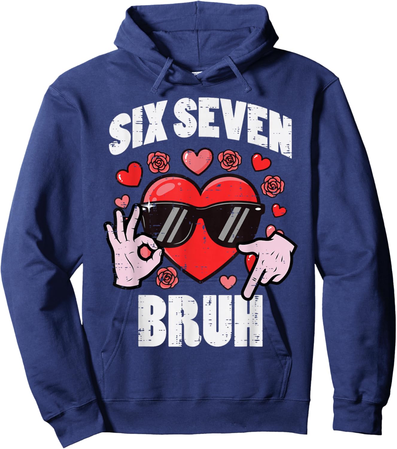 Six Seven Bruh Heart 67 Valentine 6 7 Valentines Day Kids Hoodie - Hoodie | Navy