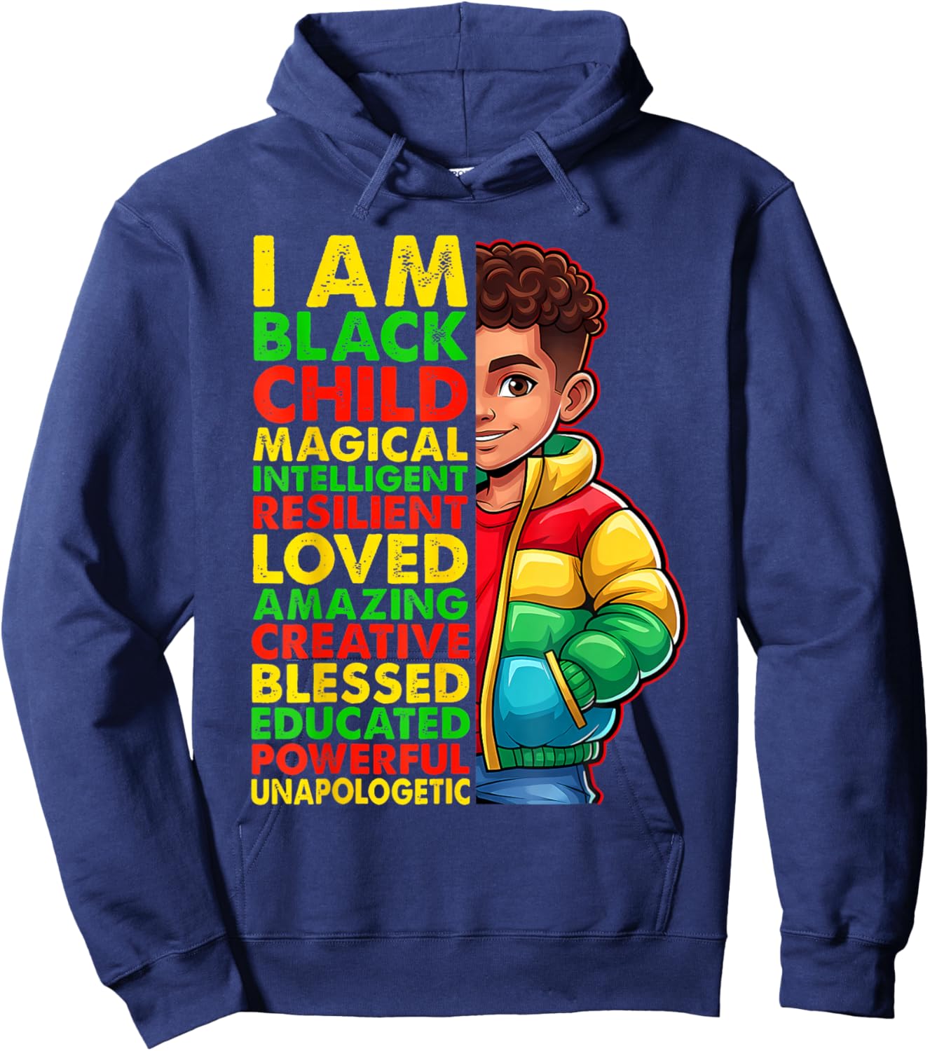 I am Black History Month Shirt Kids Boys African American Hoodie - Hoodie | Navy