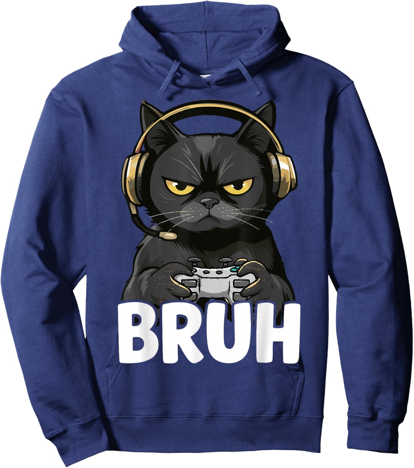 Funny Cat Bruh Meme Gamer Japanese Anime Hoodie - Hoodie | Navy