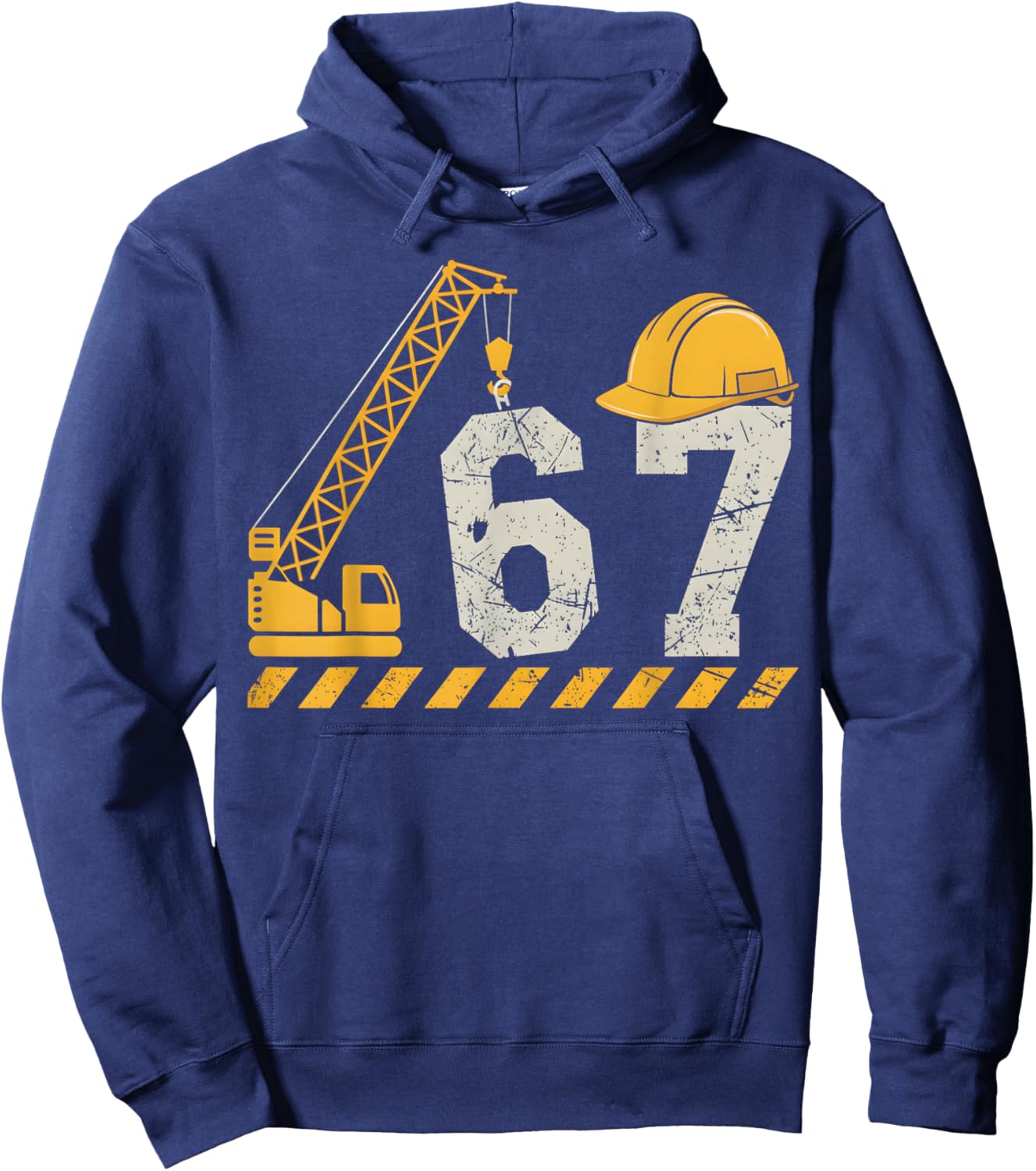 Fun Six Seven 6 7 Meme Design Boys Kids Construction Hoodie - Hoodie | Navy