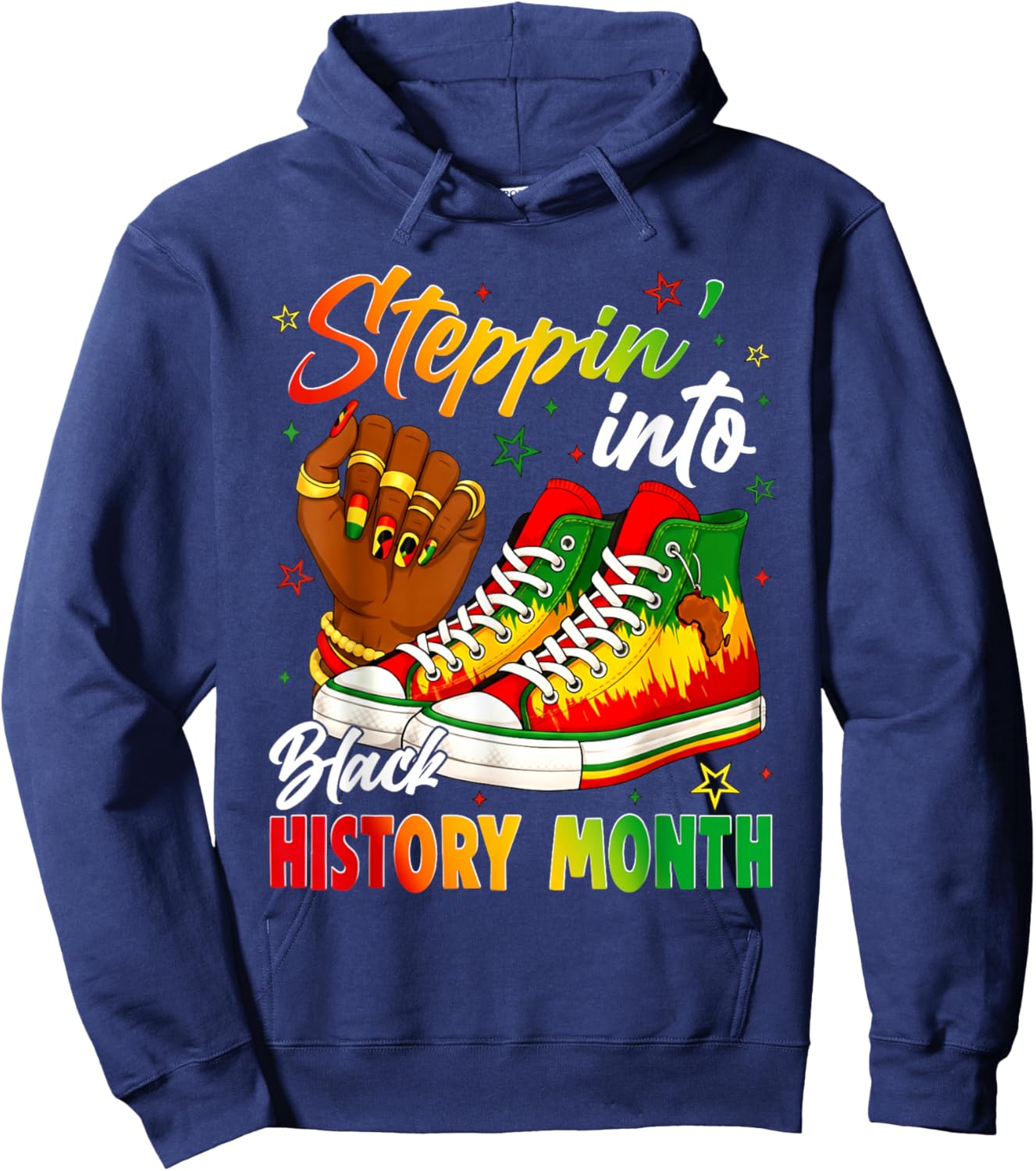 Stepping Into Sneakers Black History Month Black Girls Hoodie - Hoodie | Navy