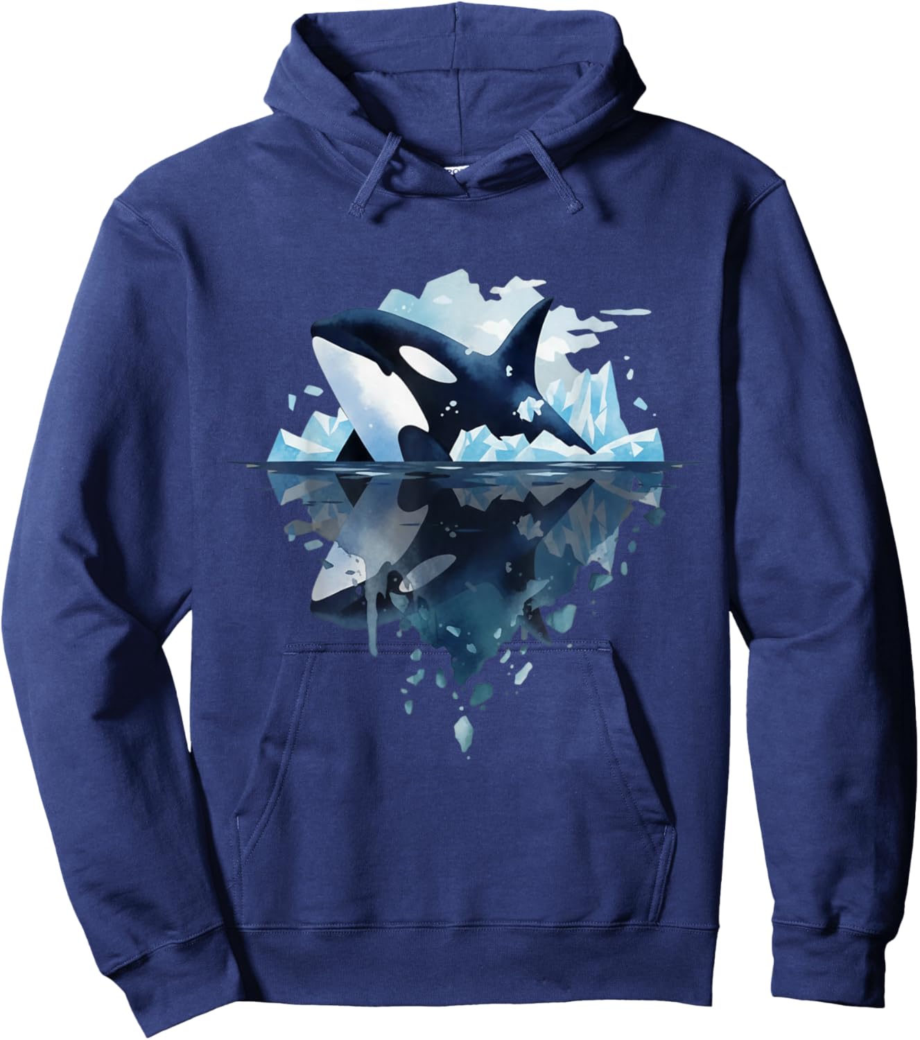 Powerful Orca Breaking Ice Reflection Wildlife Nature Art Hoodie - Hoodie | Navy