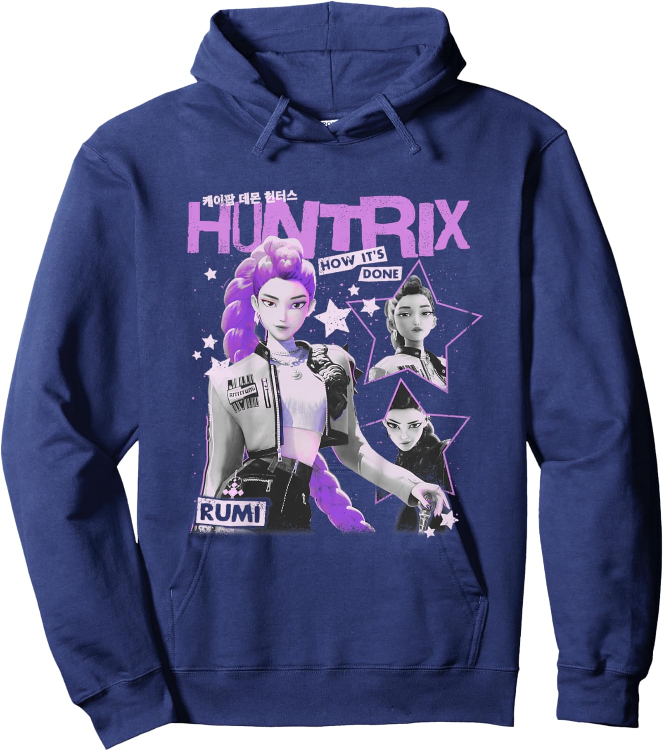Kpop Demon Hunters Rumi Vintage Y2K Style Poster Hoodie - Hoodie | Navy