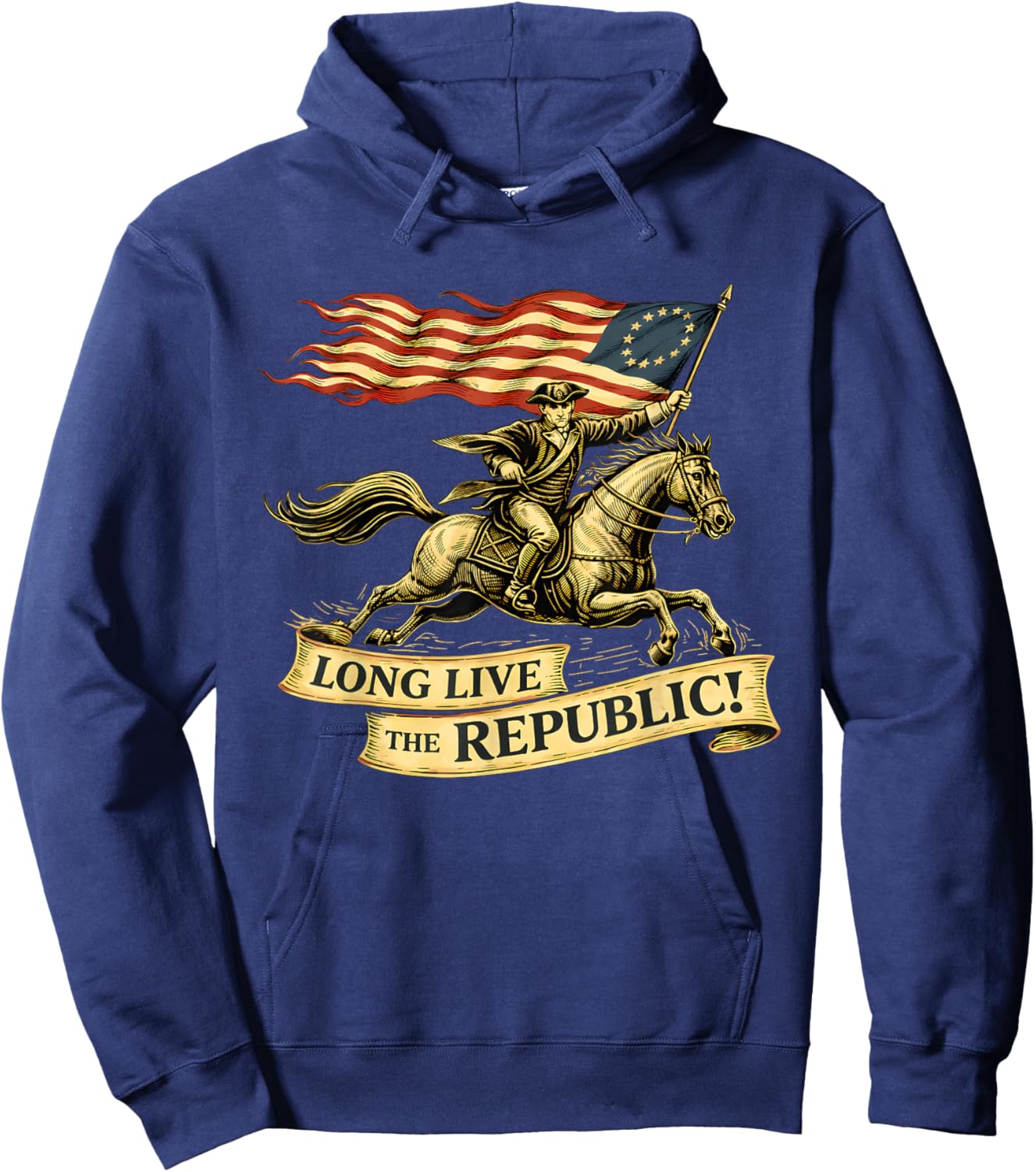 Minuteman Long Live The Republic USA 1776 2026 4th of July Hoodie - Hoodie | Navy