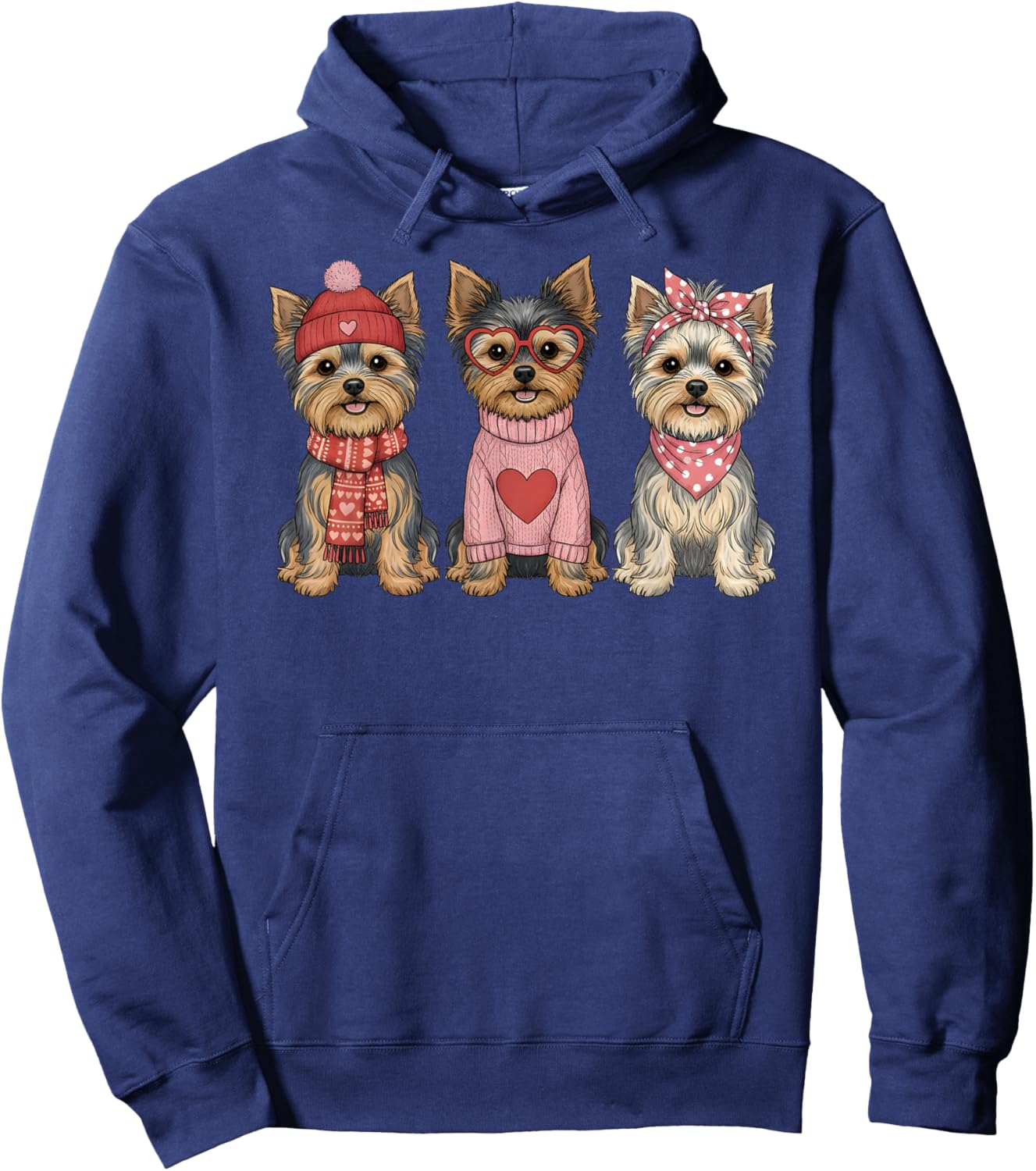 Cute Yorkshire Terrier Valentine Yorkie Dog Hoodie - Hoodie | Navy