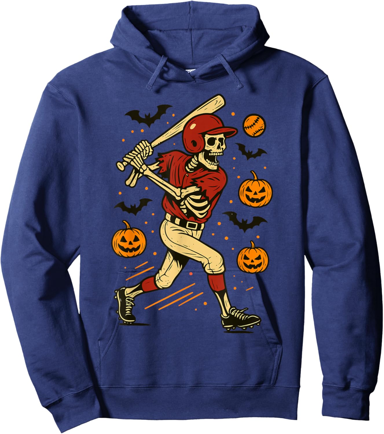 Funny Skeleton Halloween Baseball Boys Men Kids Toddler Hoodie - Hoodie | Navy