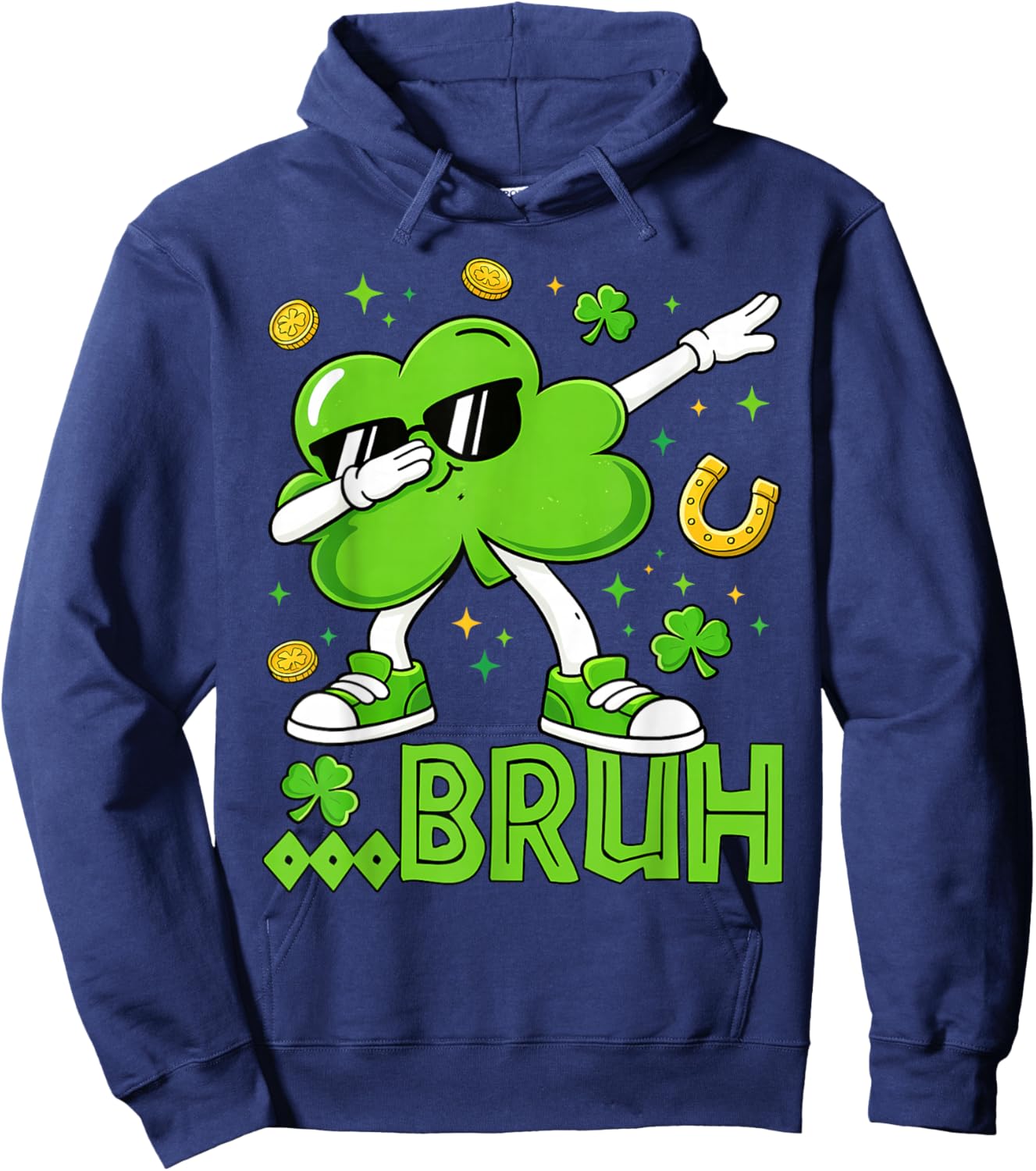 Lucky Shamrock Dab Bruh Leprechaun St Patrick's Day Boys Kid Hoodie - Hoodie | Navy