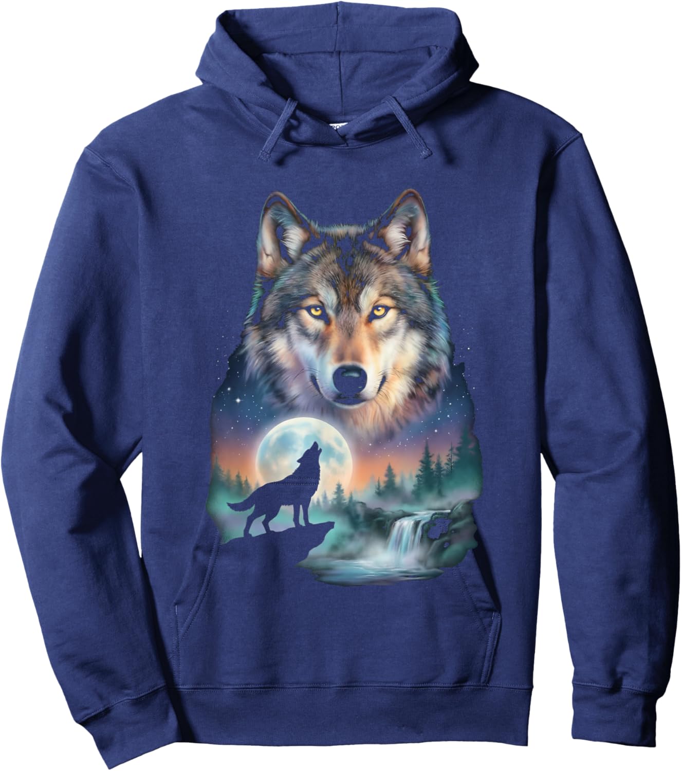 Howling Wolf Amazing Animal Graphic Wolf Hoodie - Hoodie | Navy
