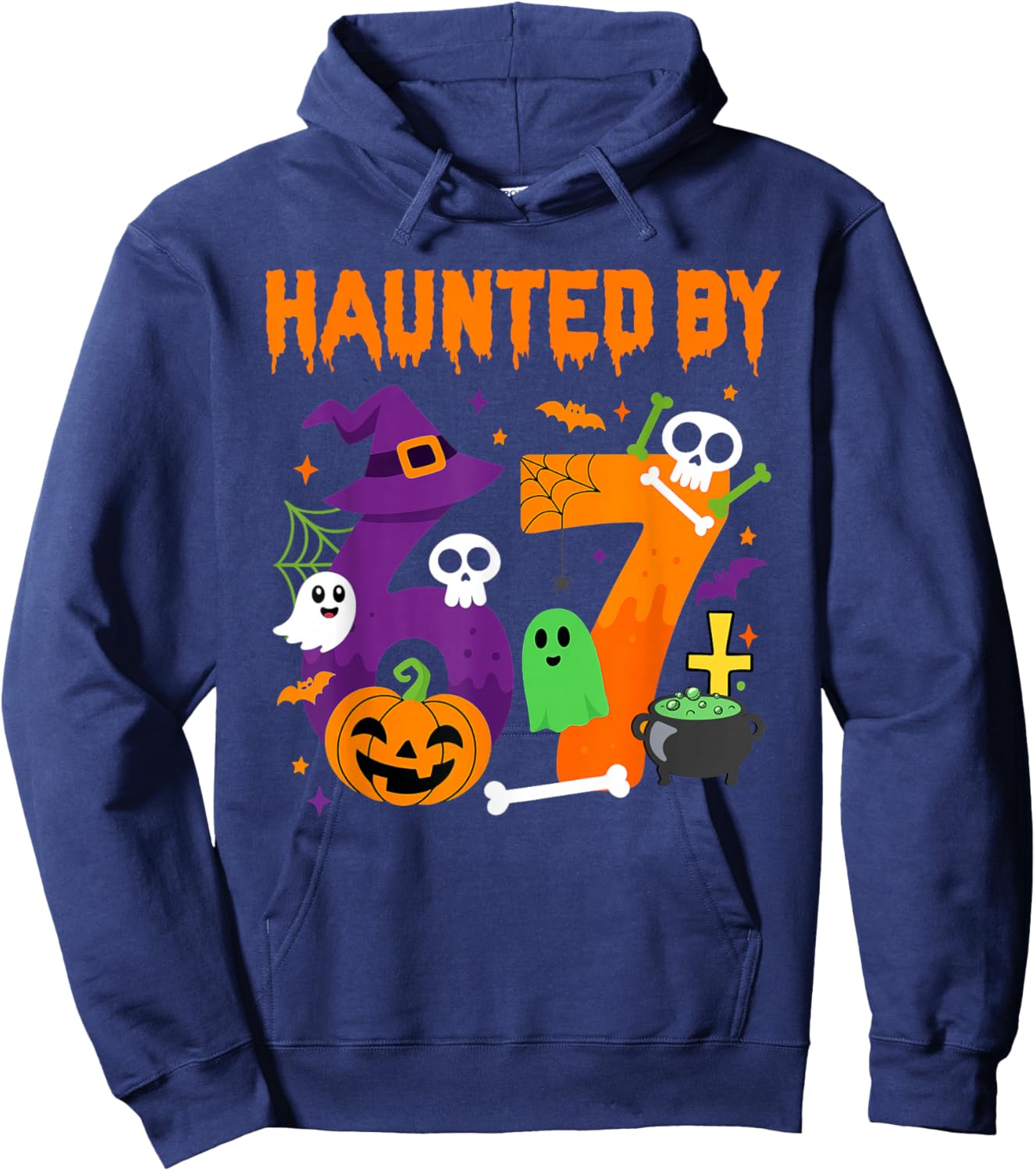 Haunted by 67 Funny Six Seven Meme 6 7 Halloween Costume Hoodie - Hoodie | Navy