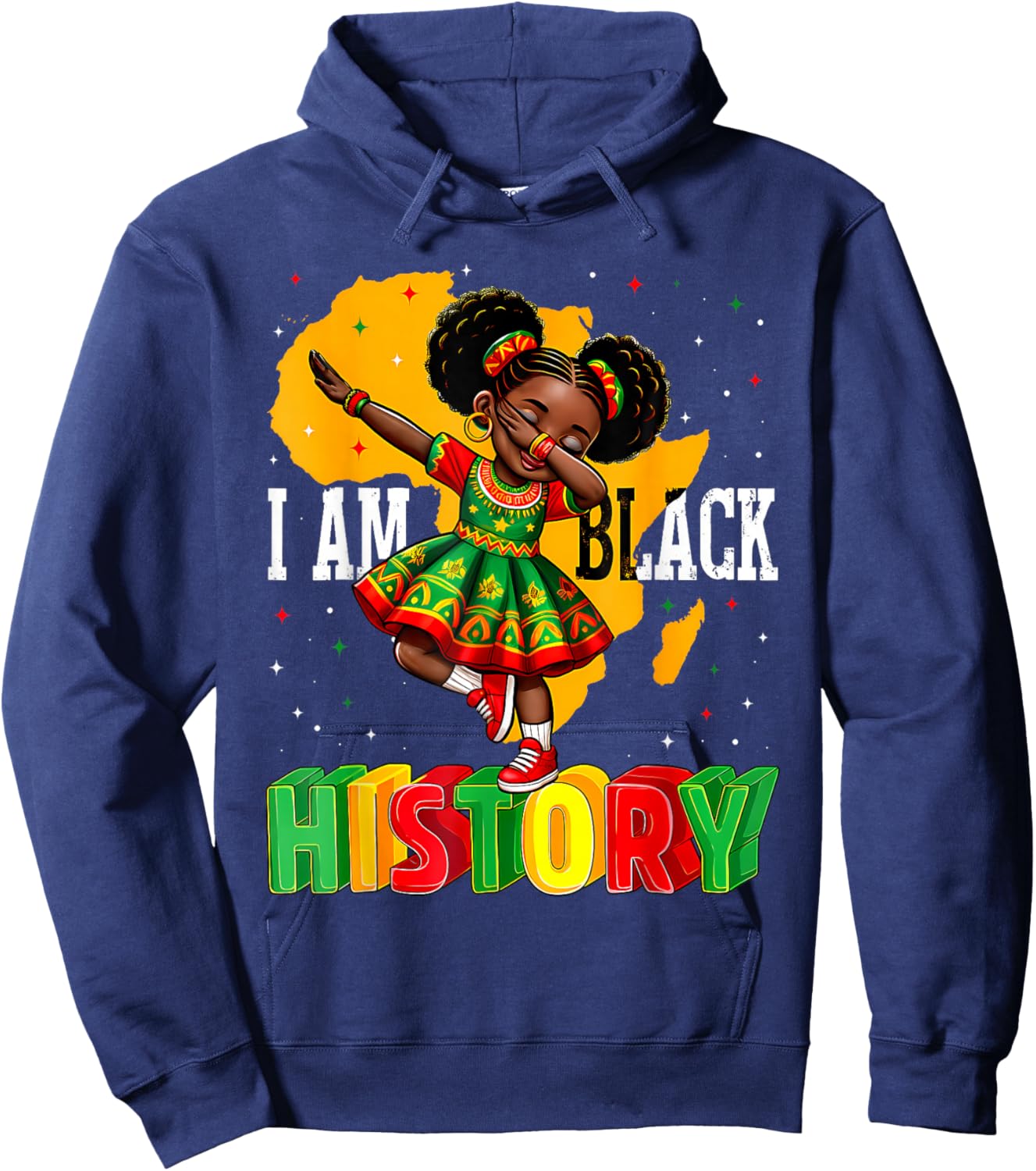 African American Girl Kid I Am Black History Month Hoodie - Hoodie | Navy