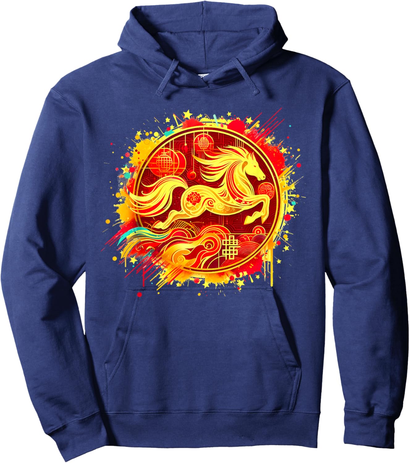 Chinese New Year 2026 Horse Happy Chinese New Year 2026 Hoodie - Hoodie | Navy