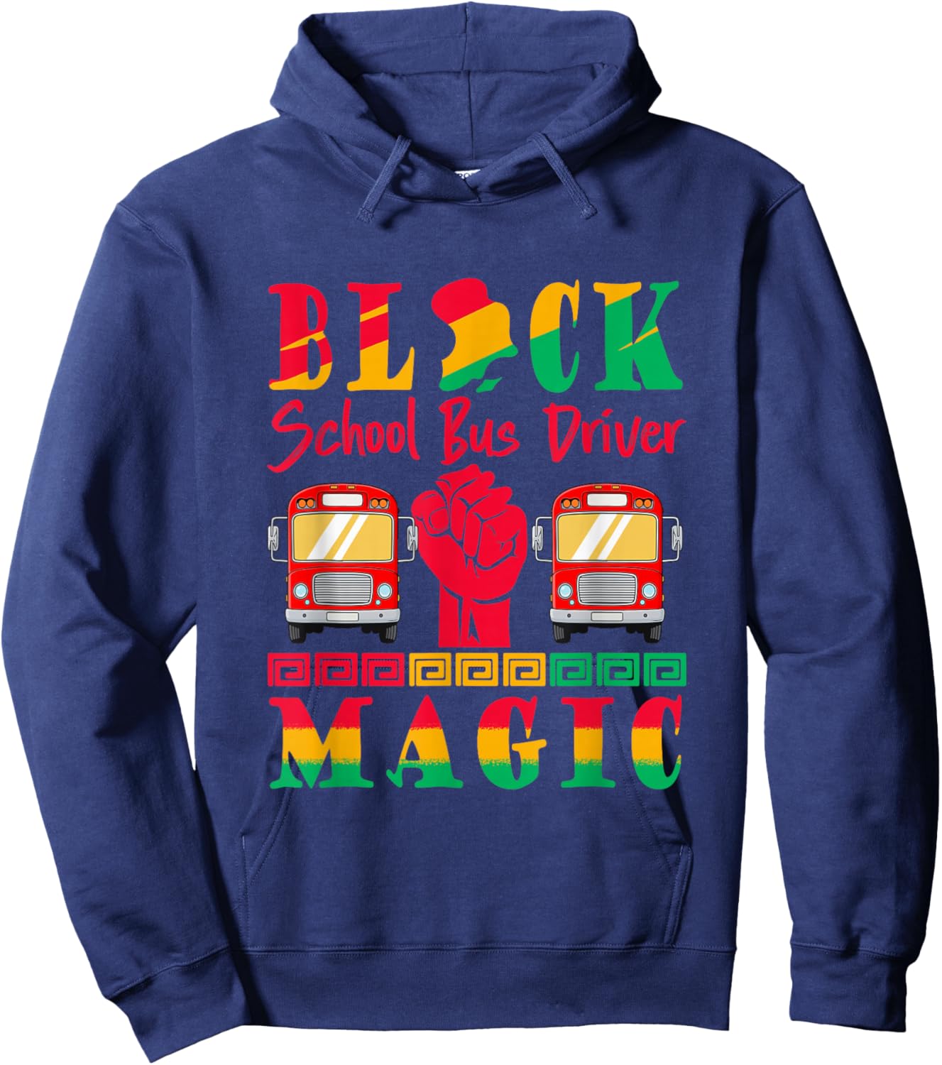 School Bus Driver Proud Black History Month Afro Job Team Hoodie - Hoodie | Navy