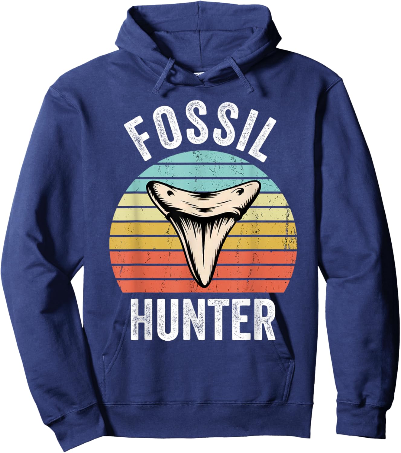 Vintage Shark Teeth Hunter Fossil Hunter Paleontologist Hoodie - Hoodie | Navy