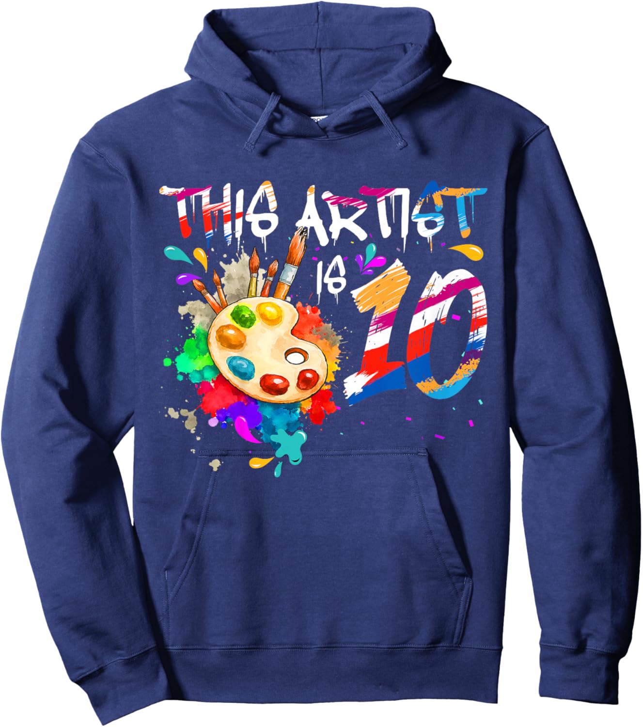 This Artist is 10 Years Old Birthday 10th Painting Art Party Hoodie - Hoodie | Navy