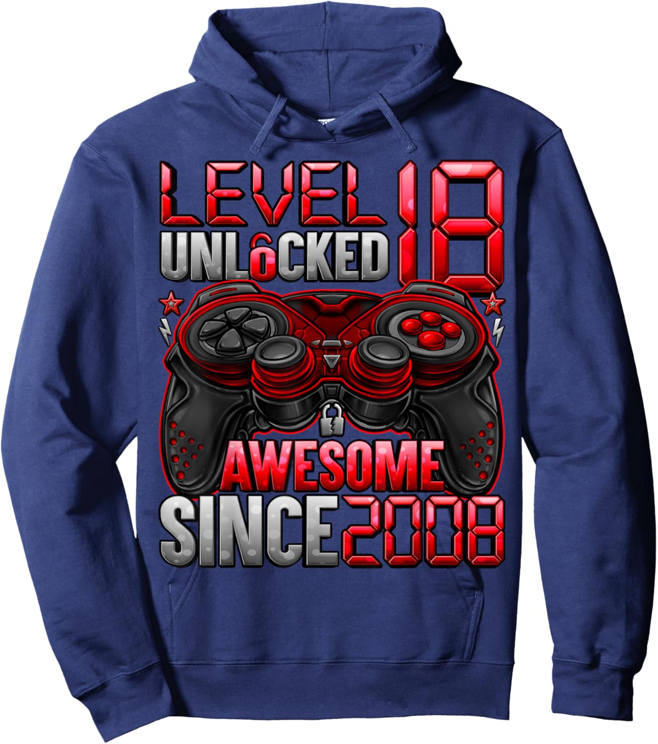 Level 18 Unlocked 18 Year Old Gifts Boys 18th Birthday Boy Hoodie - Hoodie | Navy