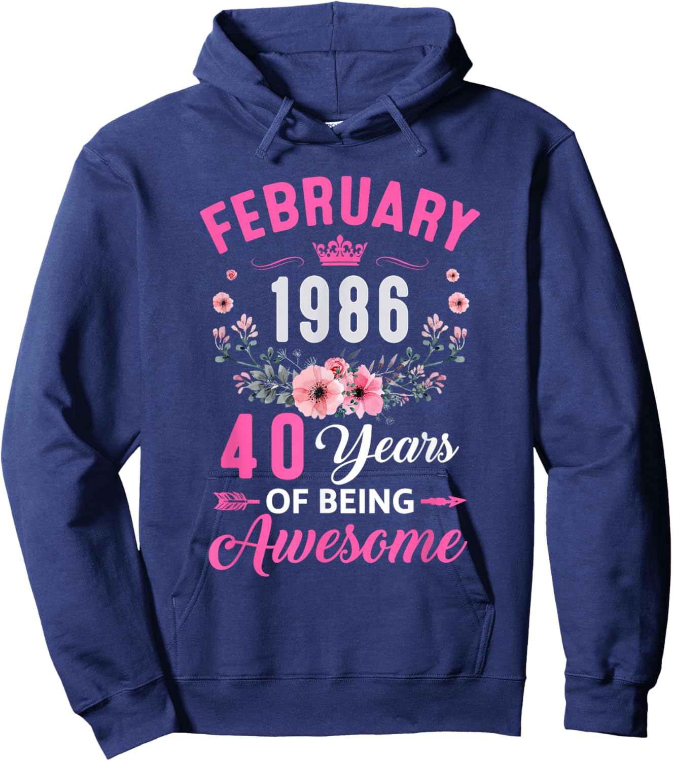 Awesome Since 1986 40 Years Old February 40Th Birthday Women Hoodie - Hoodie | Navy