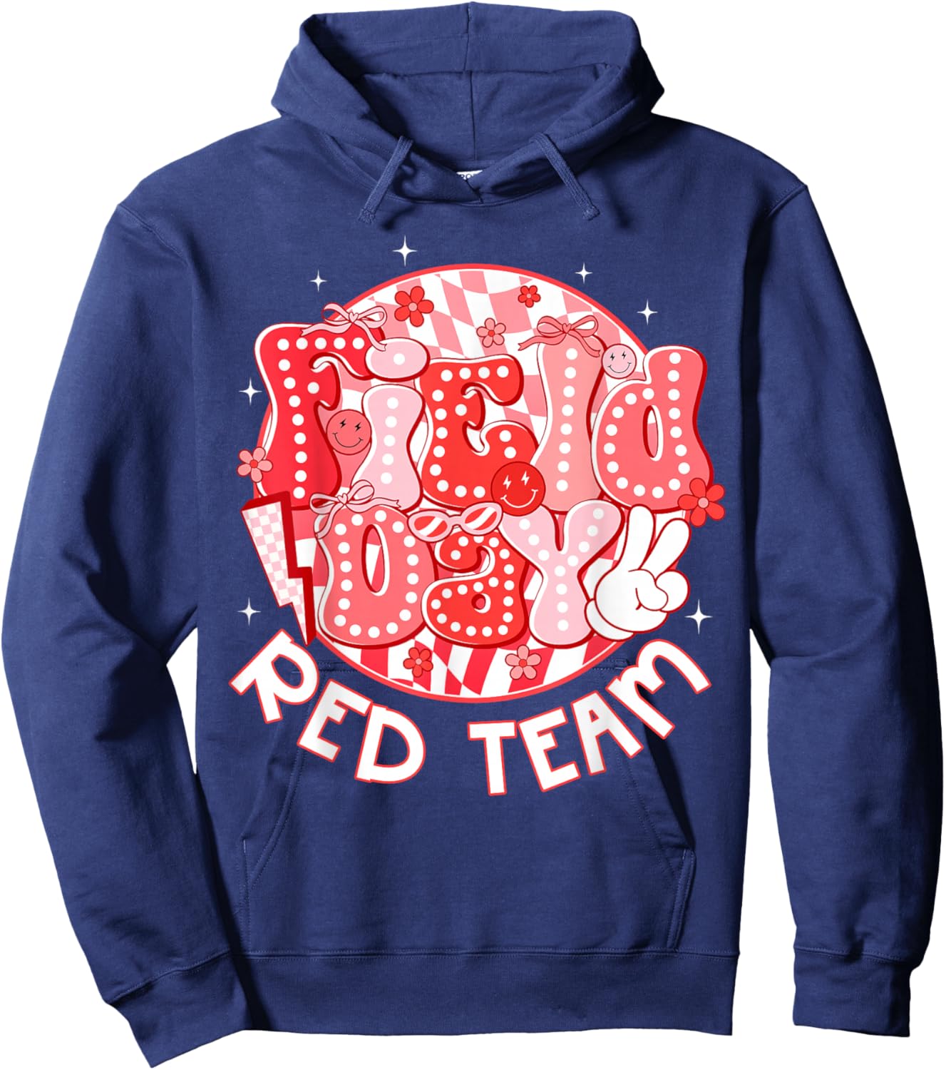 Field Day Red Team Coquette Bow Retro Lightning Bolt Hoodie - Hoodie | Navy