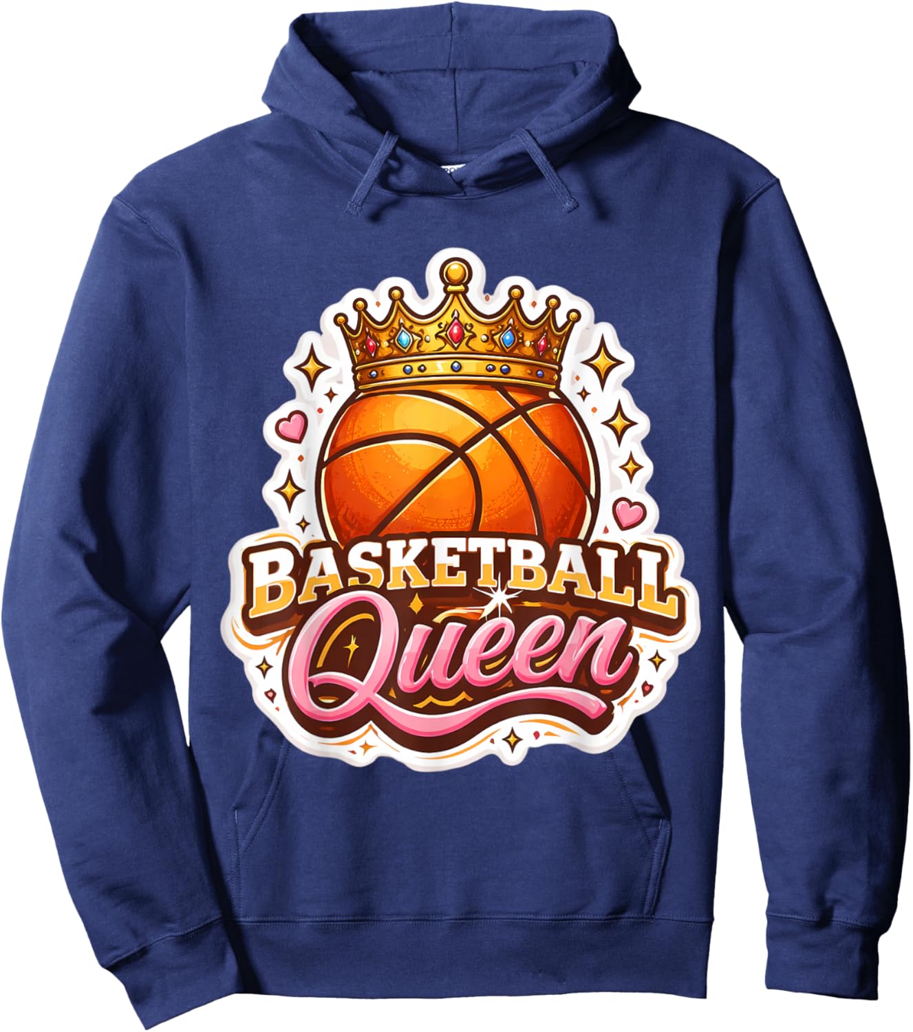 Basketball Queen Girl Player Lover Woman Coach Fan Hoops Mom Hoodie - Hoodie | Navy