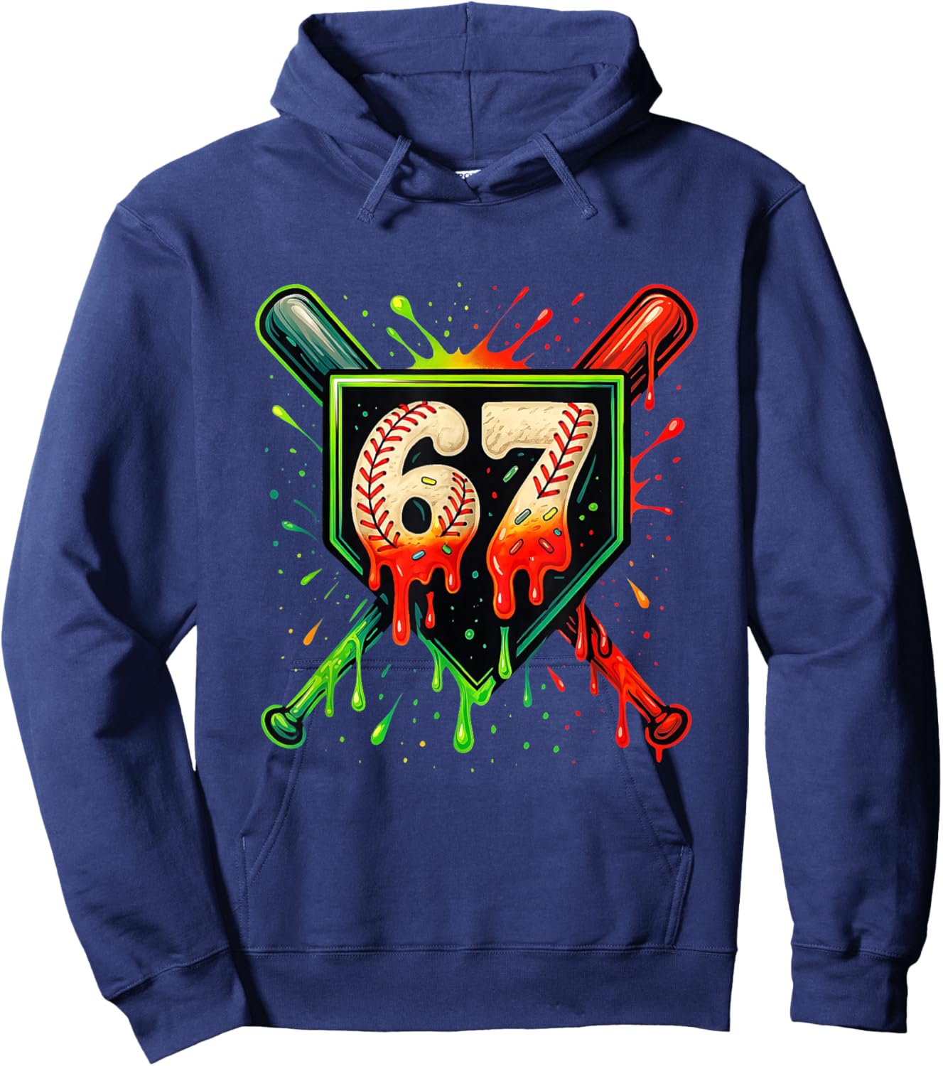 Baseball Six Seven 67 Meme Ice Cream Drip Xmas Men Women Hoodie - Hoodie | Navy