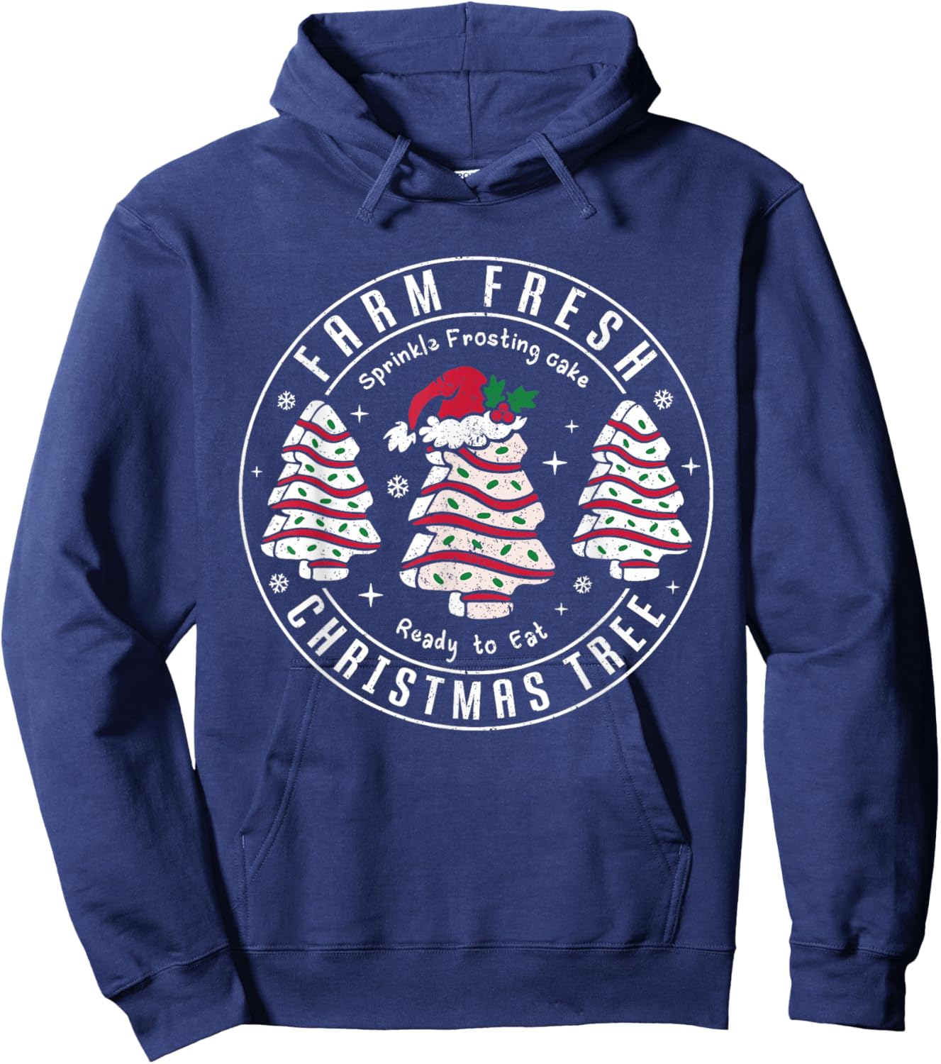 Farm Fresh Christmas Tree Cakes Retro Xmas Tree Farm Pajamas Hoodie - Hoodie | Navy