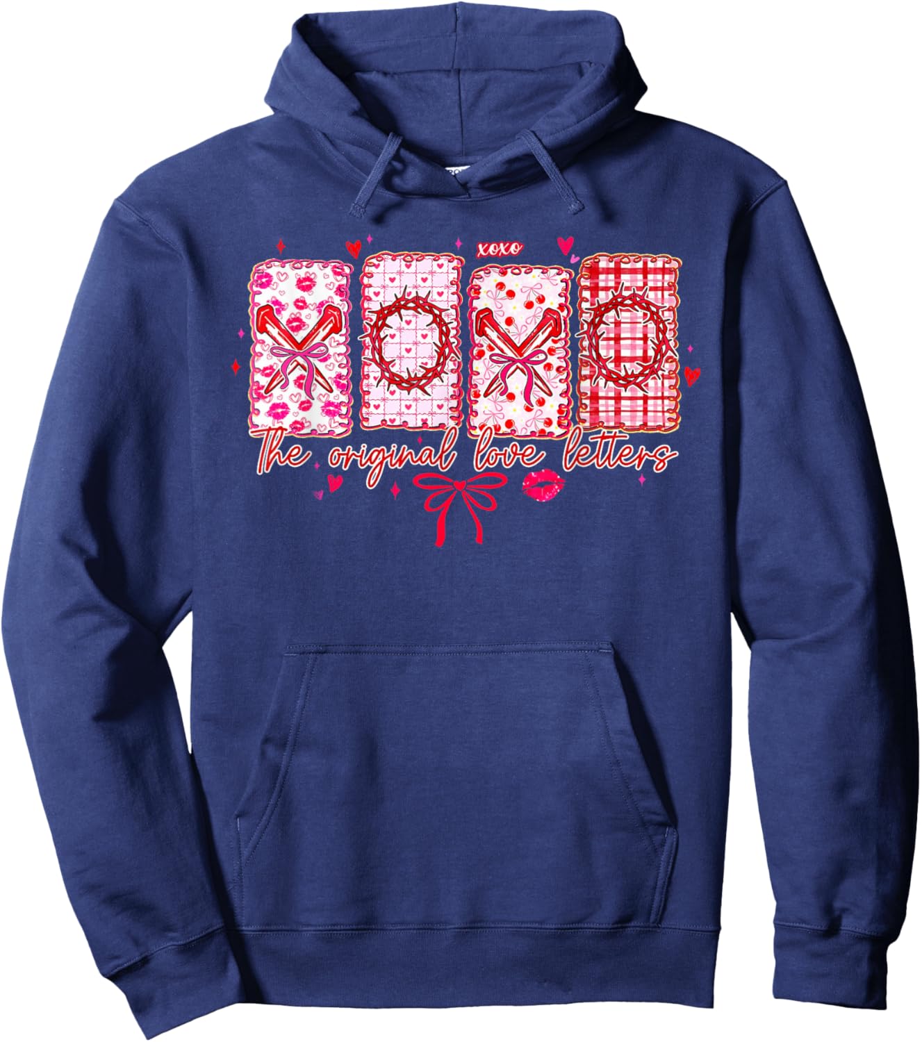 XOXO The Original Love Letters Valentine Jesus Bible Verse Hoodie - Hoodie | Navy