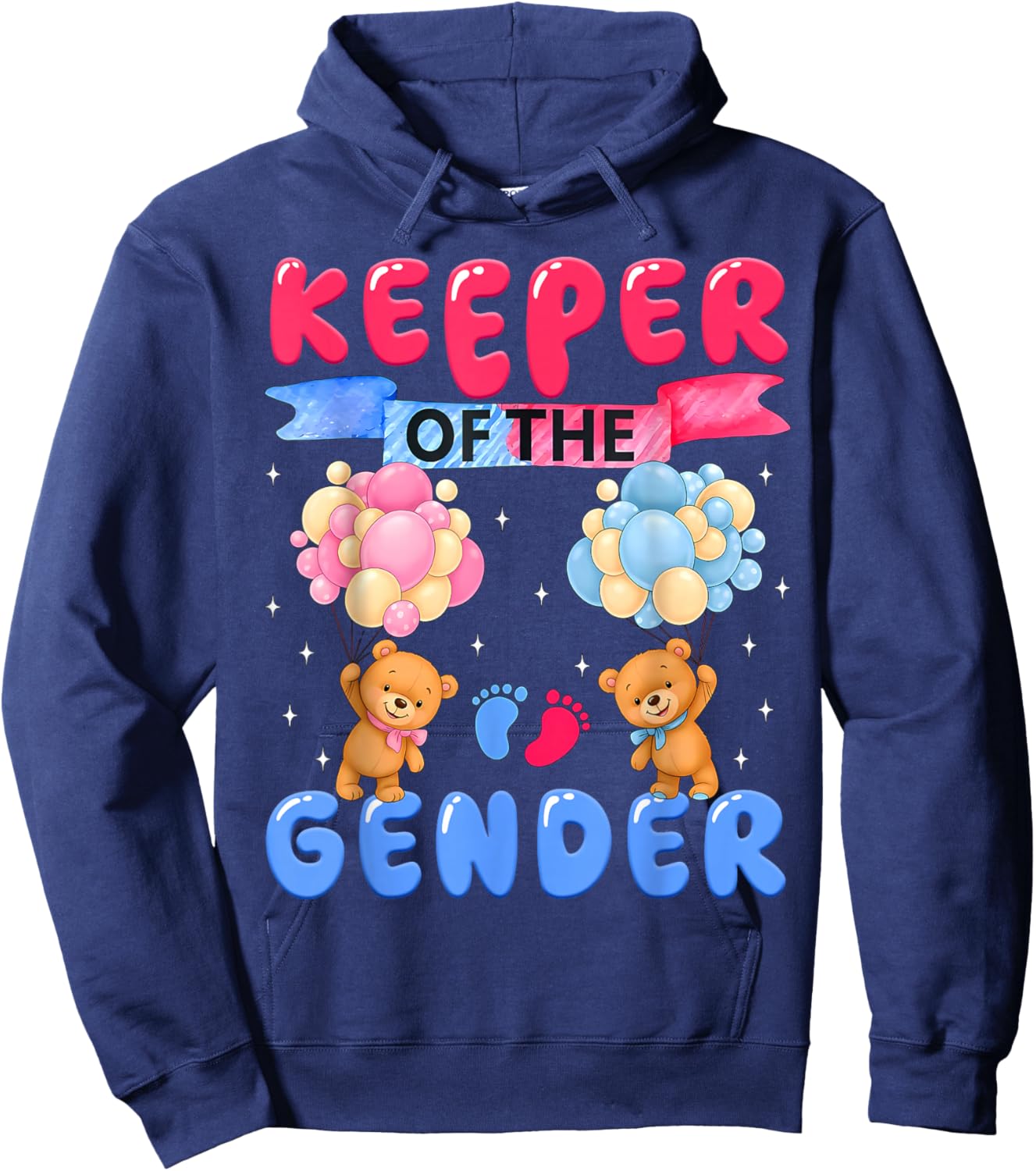 Keeper of The Gender Reveal Cute Bear Balloons Pink Or Blue Hoodie - Hoodie | Navy