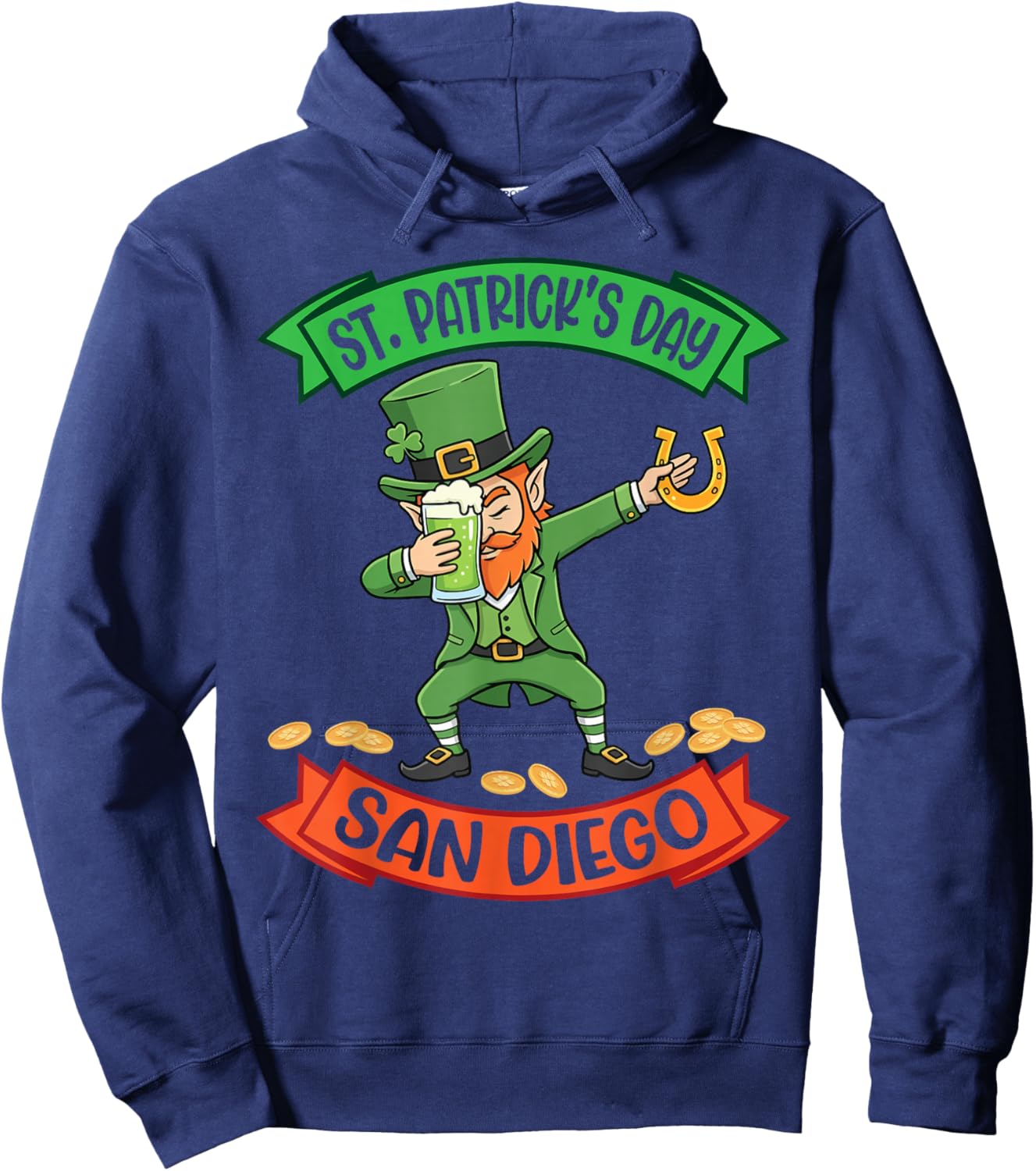 Dabbing Leprechaun St Patricks Day in San Diego Beer Gold Hoodie - Hoodie | Navy