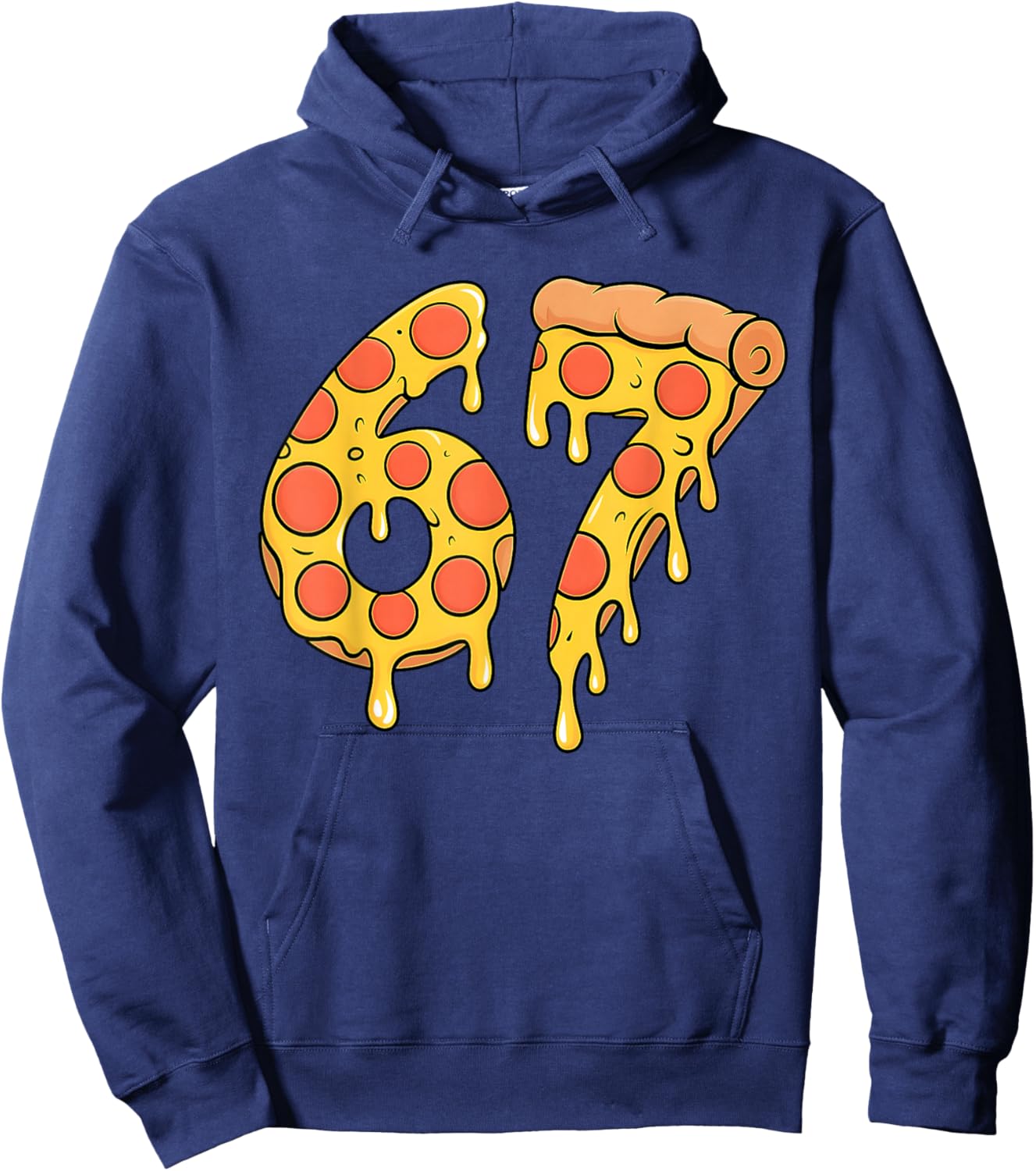 67 Pizza Meme Funny Six Seven Gen Alpha Slang Kids Design Hoodie - Hoodie | Navy