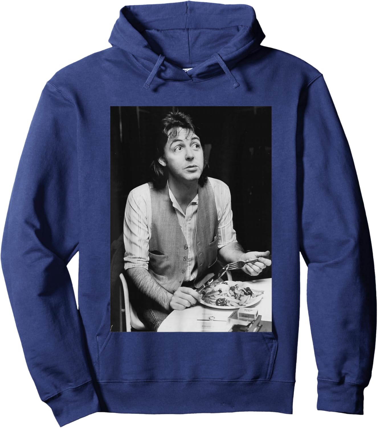 The Beatles Sir Paul McCartney Eating 1977 Wings Hoodie - Hoodie | Navy