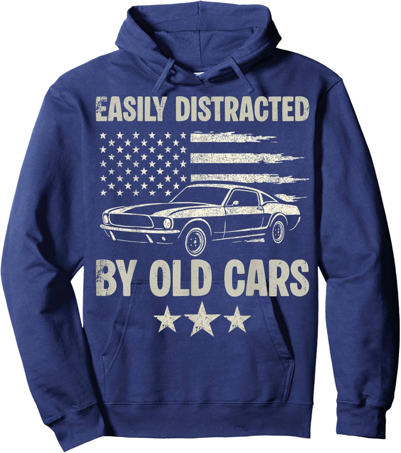 Easily Distracted by Old Cars Mechanic Vintage Car Lovers Hoodie - Hoodie | Navy