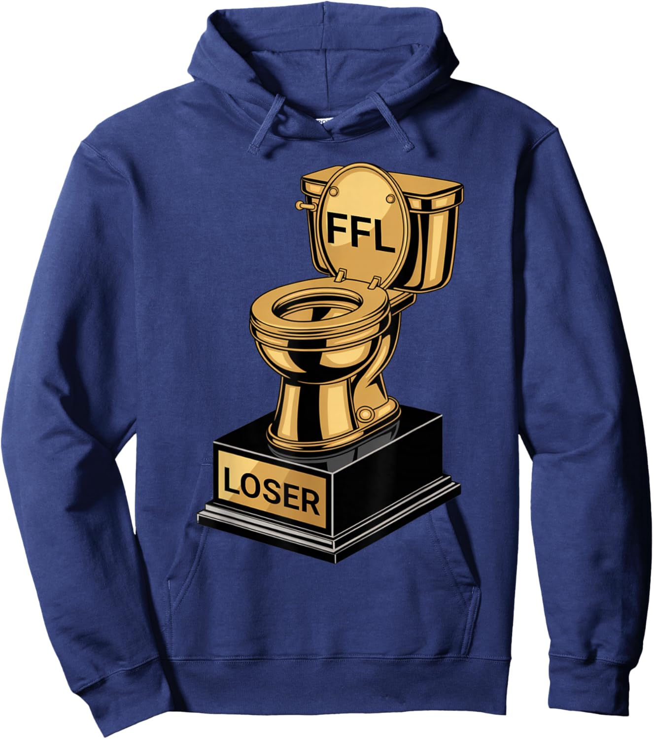 I Suck at Fantasy Football Golden Toilet Loser Trophy Prize Hoodie - Hoodie | Navy