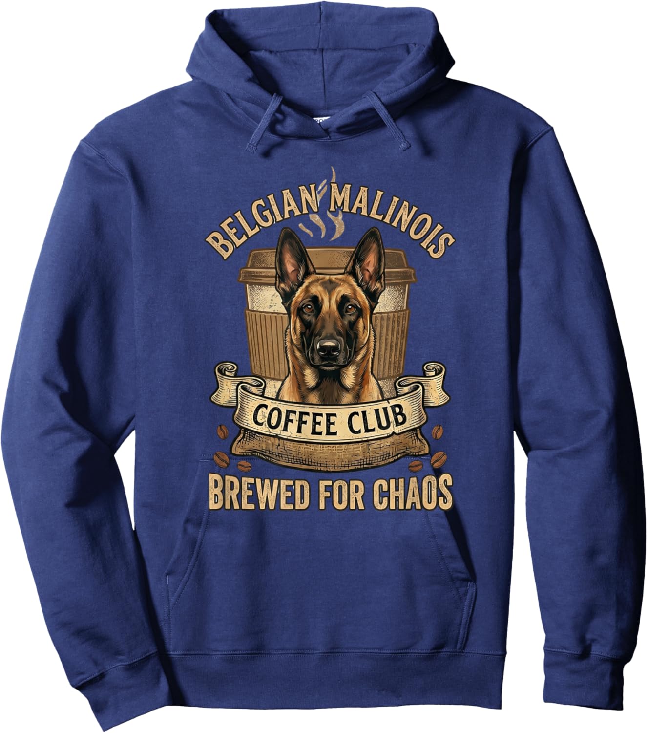 Belgian Malinois Retro Funny - Brewed for Chaos Hoodie - Hoodie | Navy