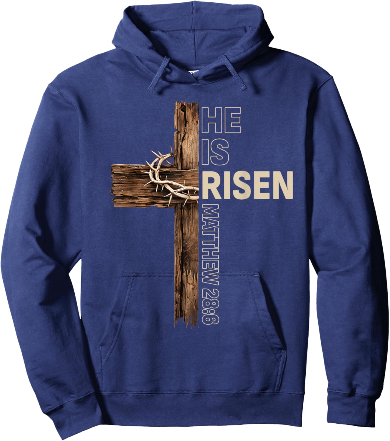 He is Risen Cross Jesus Happy Easter Christian Men Women Kid Hoodie - Hoodie | Navy