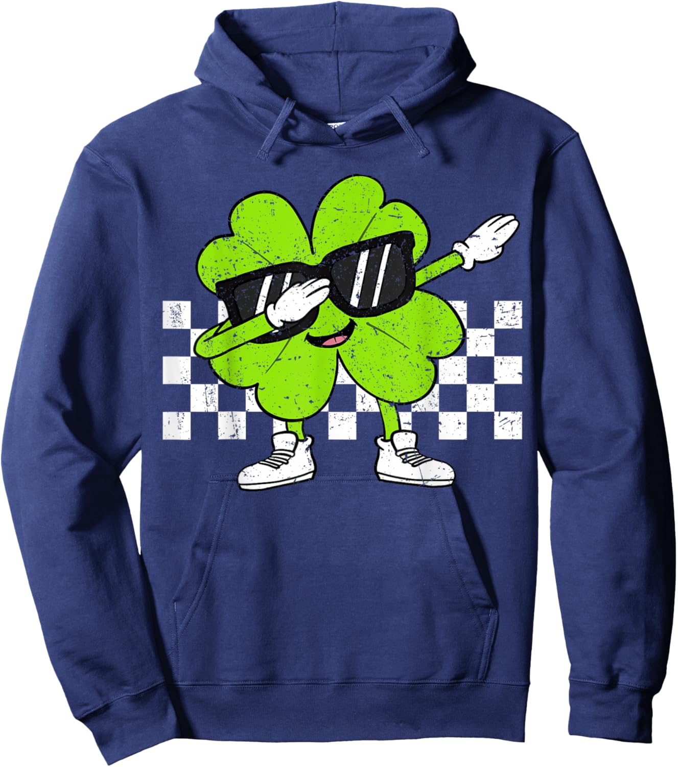 Boys St Patricks Day Toddler Lucky Dabbing Shamrock Clover Hoodie - Hoodie | Navy
