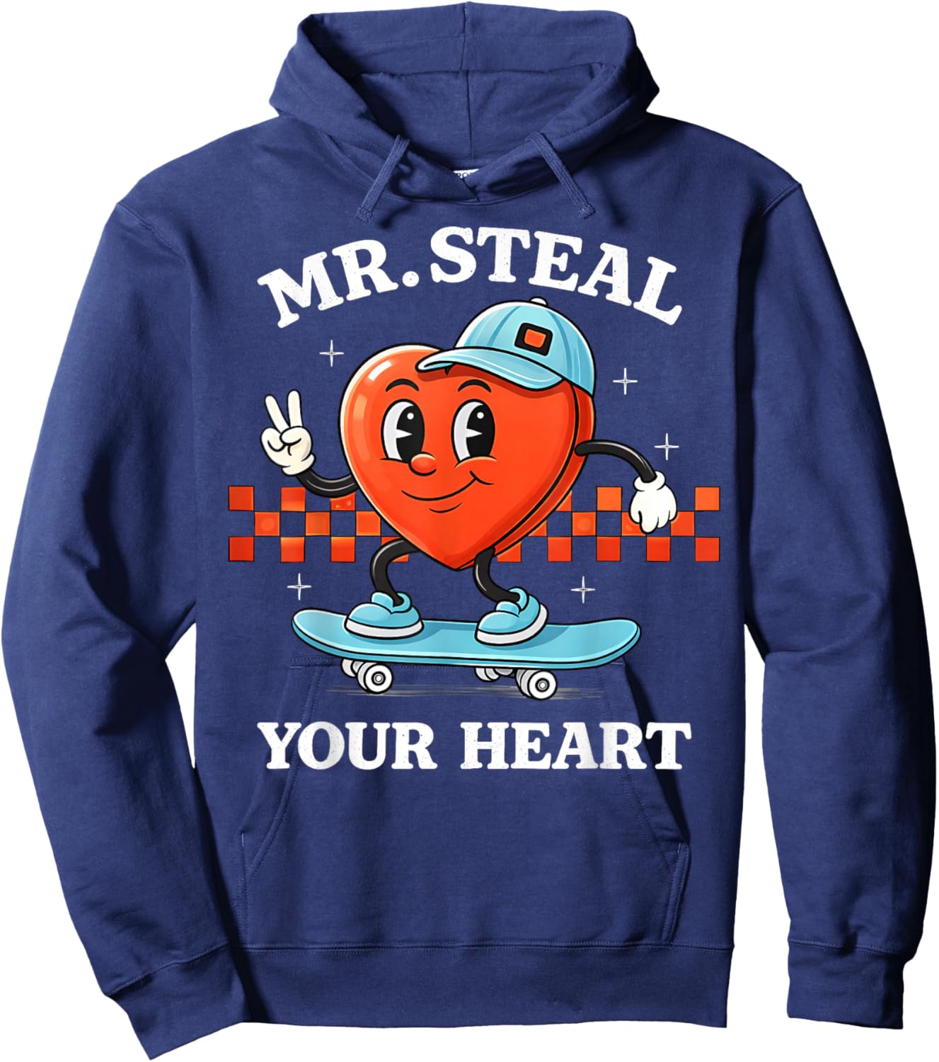 Valentines Day Mr. Steal Your Heart Skateboard Kids Boys Hoodie - Hoodie | Navy