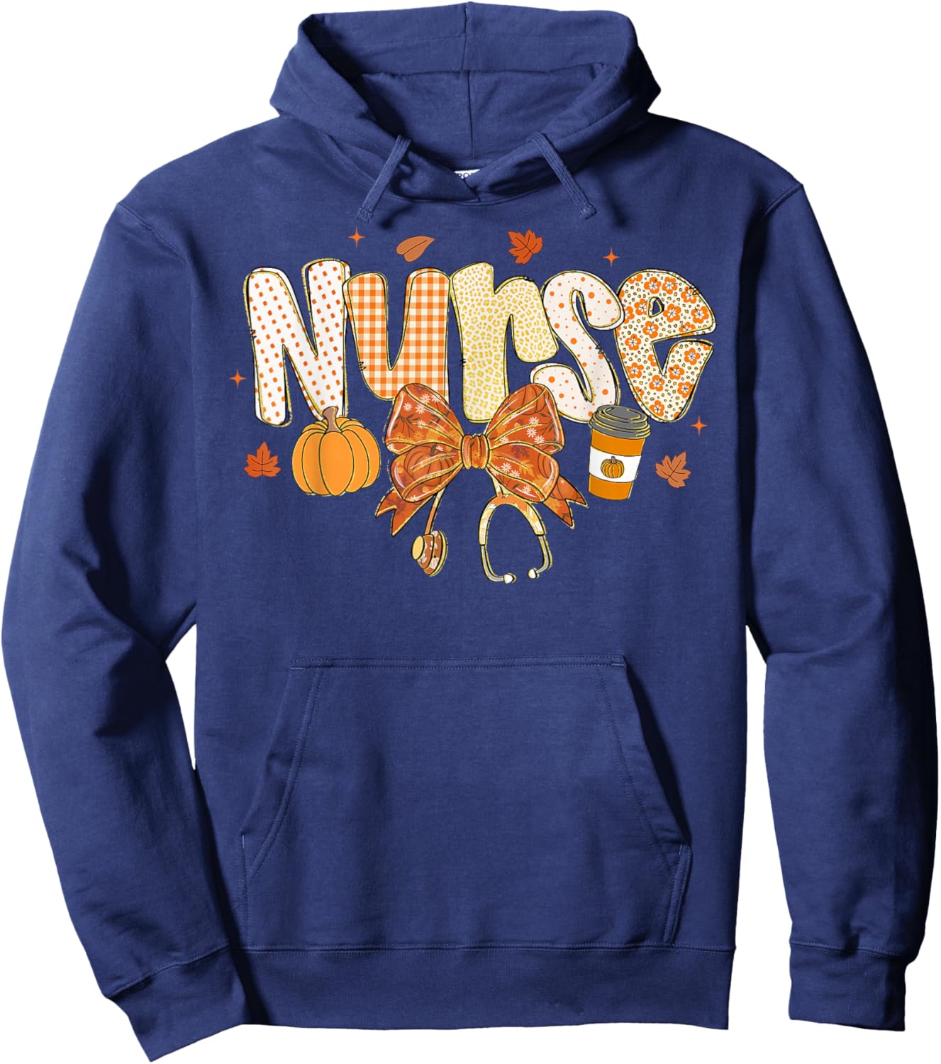 Retro Pumpkin Nurse Life Stethoscope Fall Autumn Funny Nurse Hoodie - Hoodie | Navy