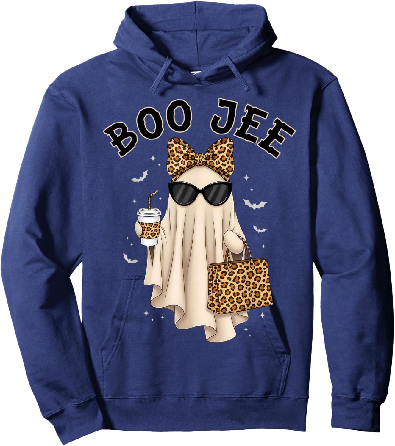 Boo JEE Boujee Ghost Halloween October Vibes Spooky Ghost Hoodie - Hoodie | Navy
