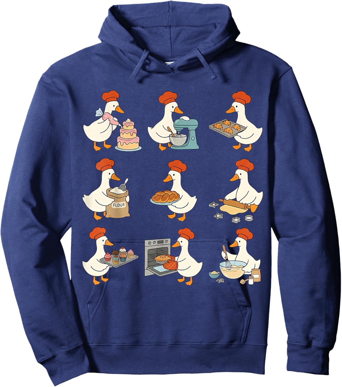 Cute Goose Baking Funny Baker Goose Chef Pastry Baker Lover Hoodie - Hoodie | Navy